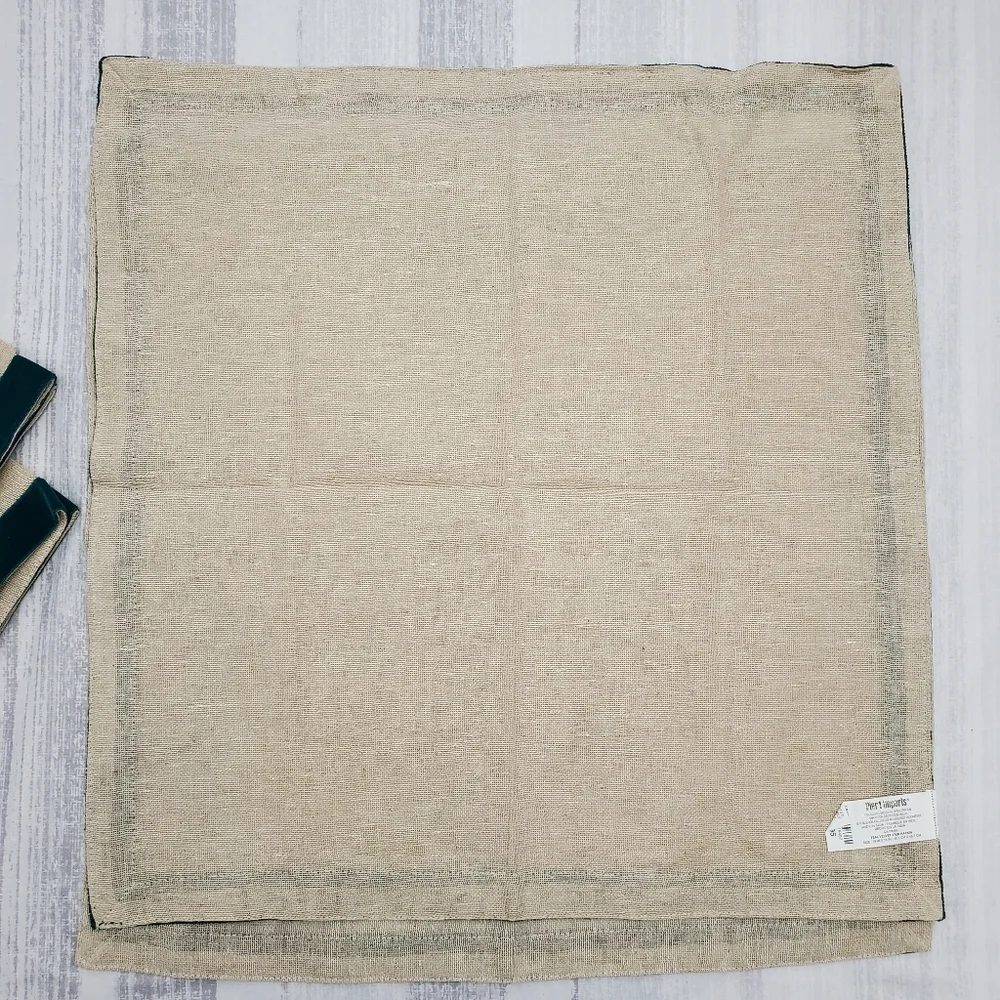 Pier 1 Napkins - Teal Velvet Trim - 4pcs *